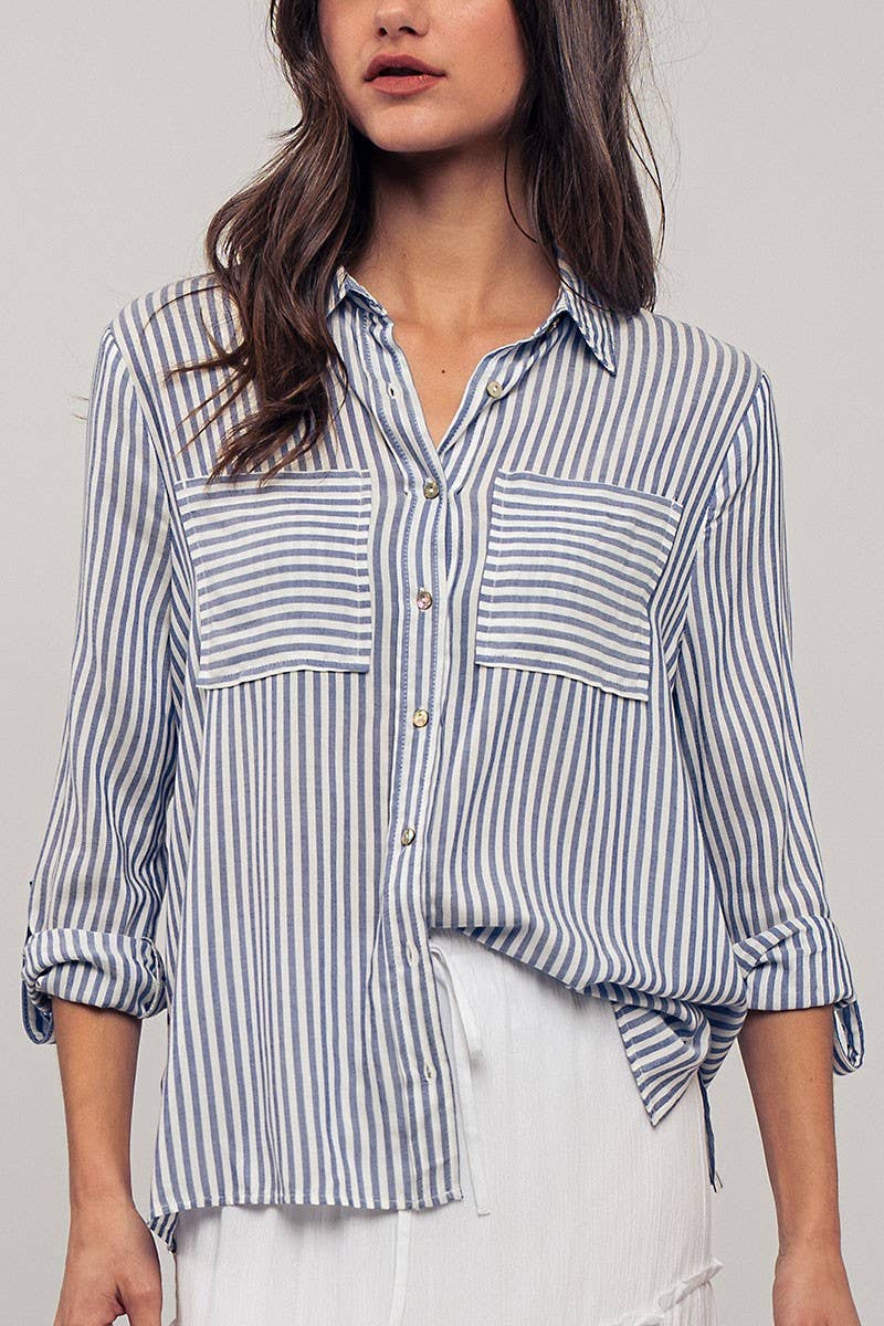 Stripes button up top
