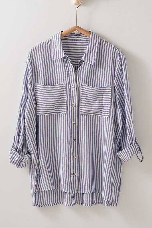 Stripes button up top