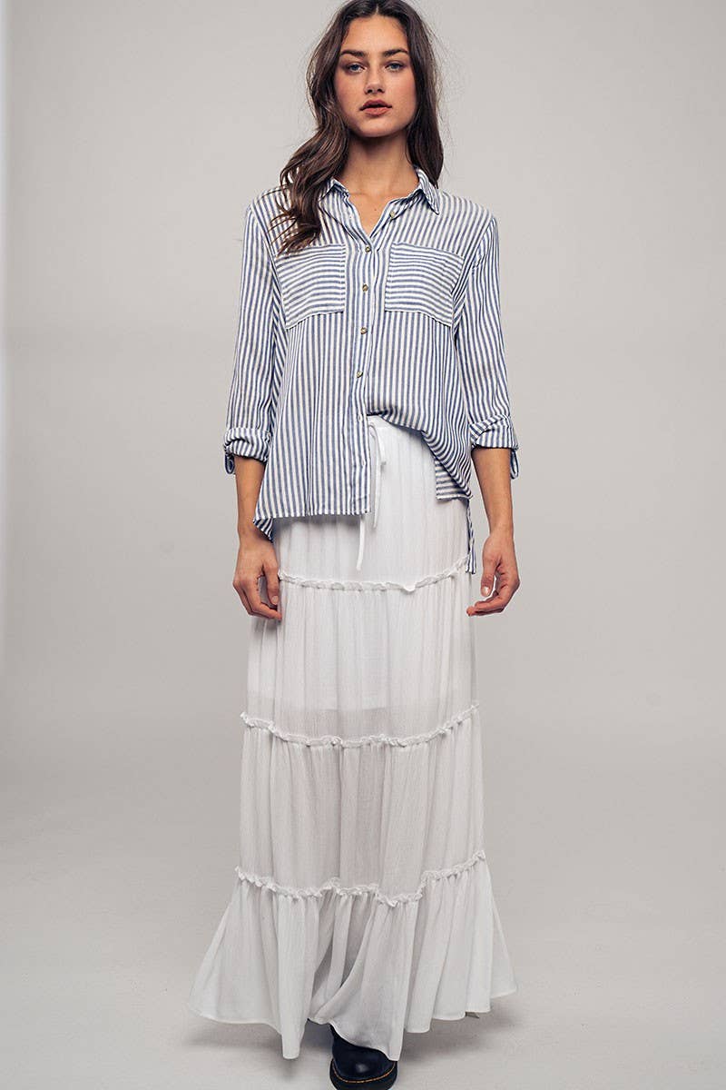 Stripes button up top