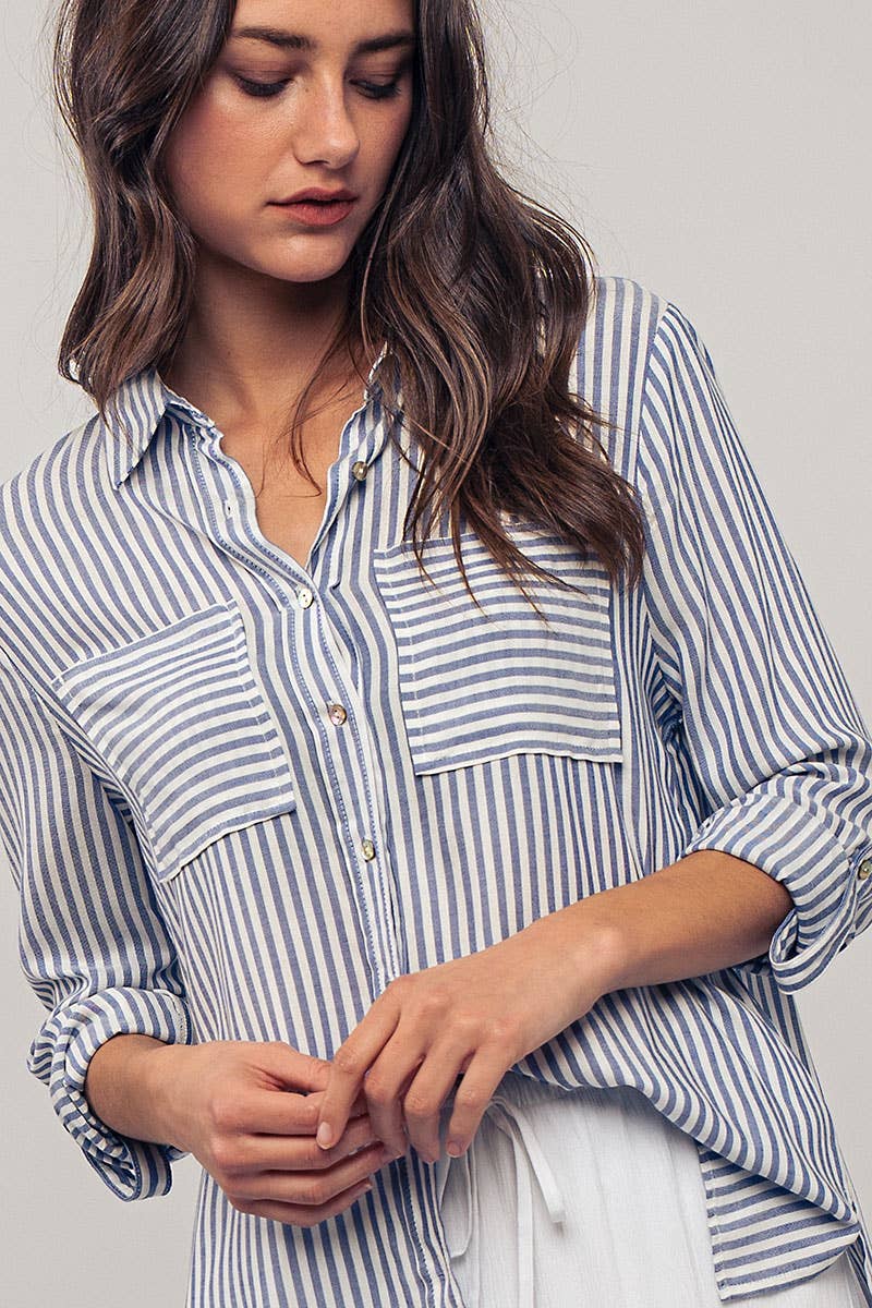 Stripes button up top
