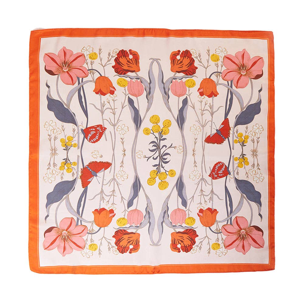 Flower Butterfly Printed Square Scarf