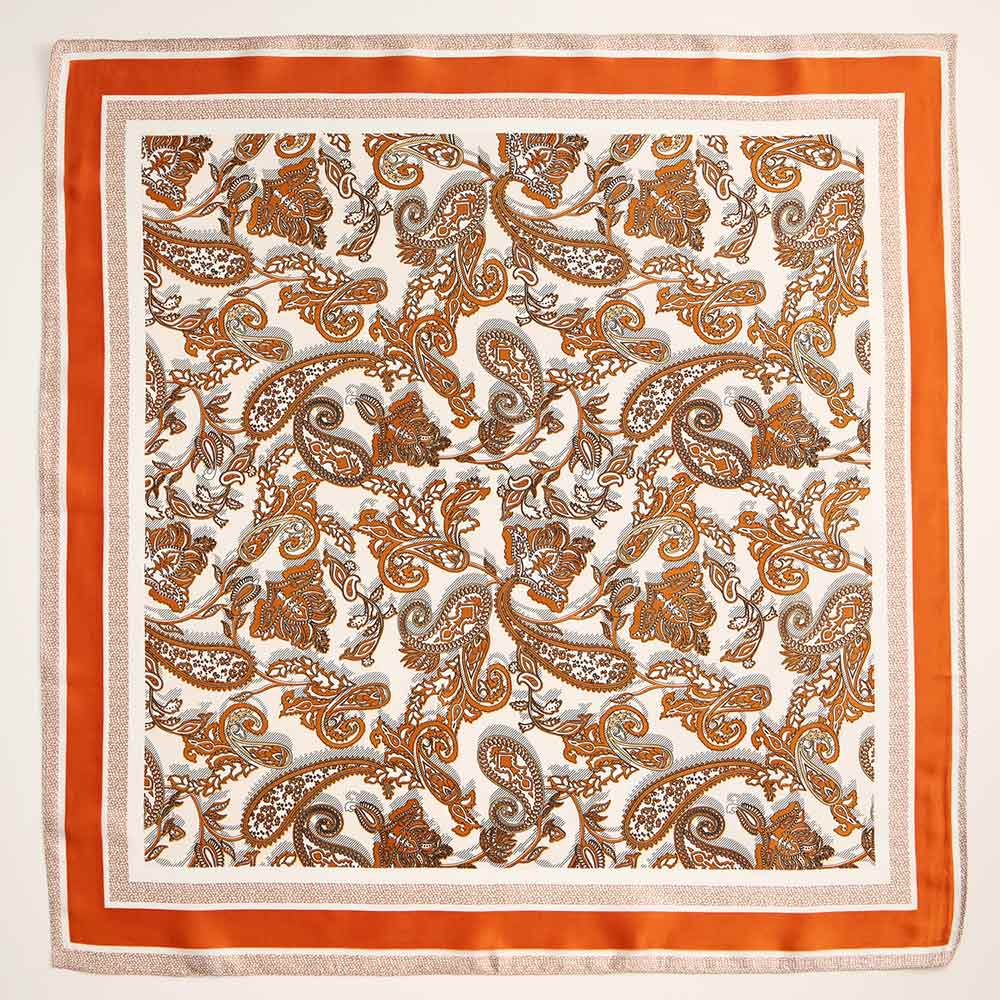 Paisley Floral Printed Square Silky Satin Scarf