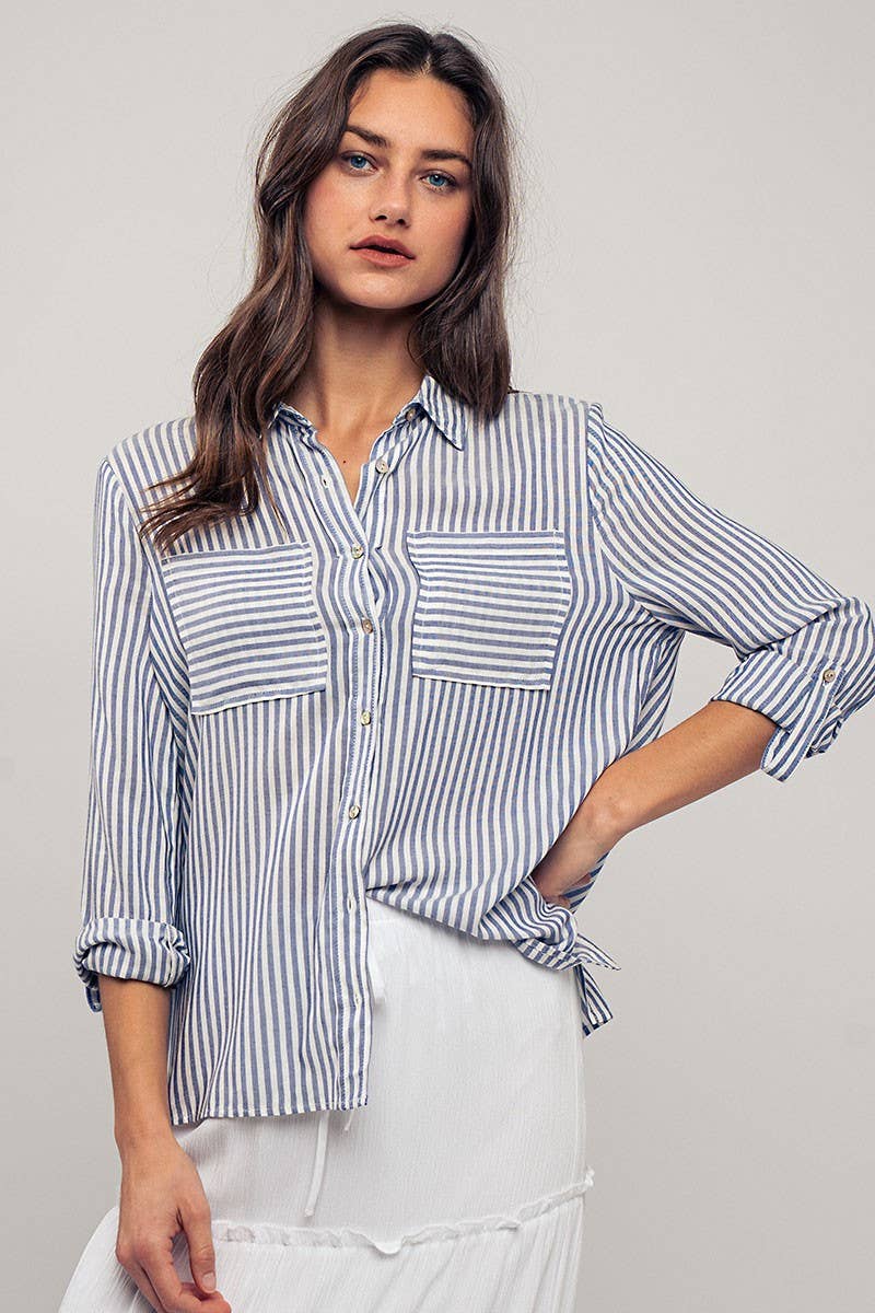 Stripes button up top