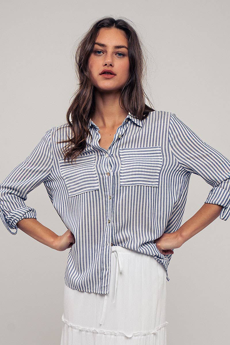 Stripes button up top