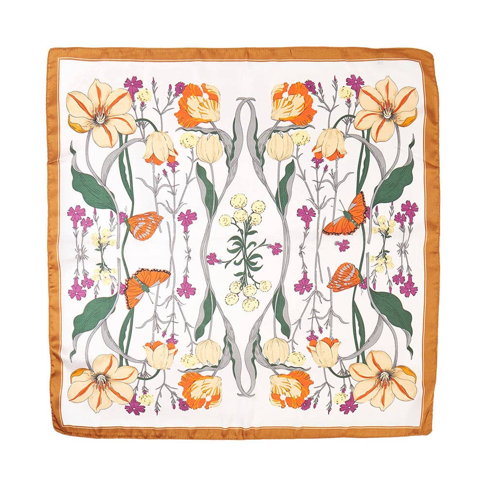 Flower Butterfly Printed Square Scarf
