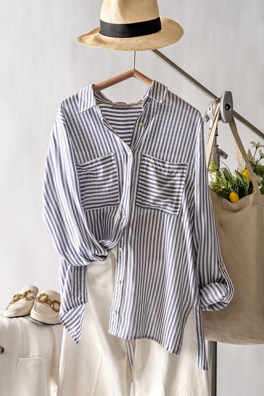 Stripes button up top