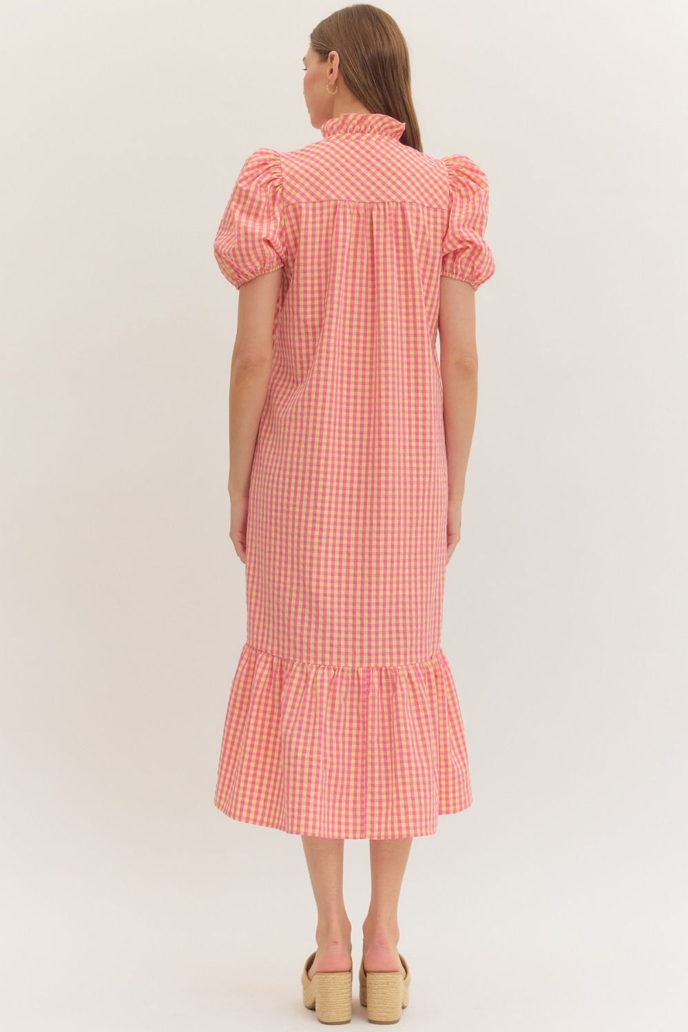 PINK LEMONADE GINGHAM MIDI