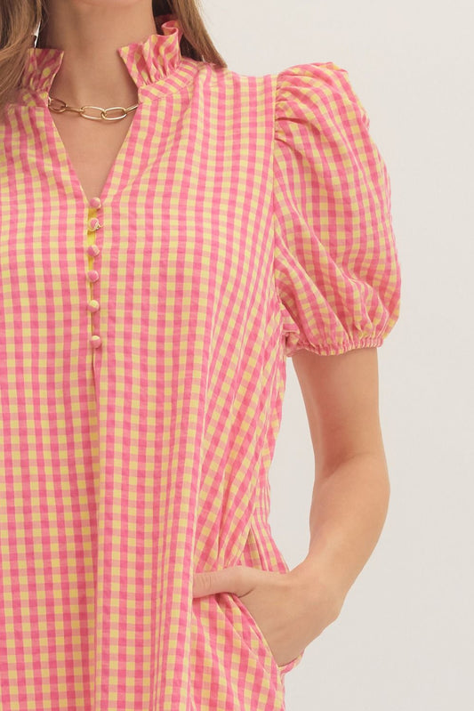 PINK LEMONADE GINGHAM MIDI