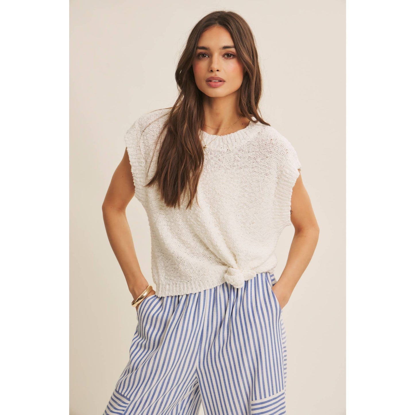 Striped wide leg pants