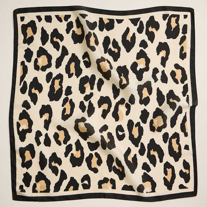 Leopard Pattern Printed Square Silky Satin Scarf