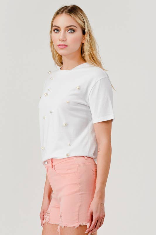 Pearled White Tee