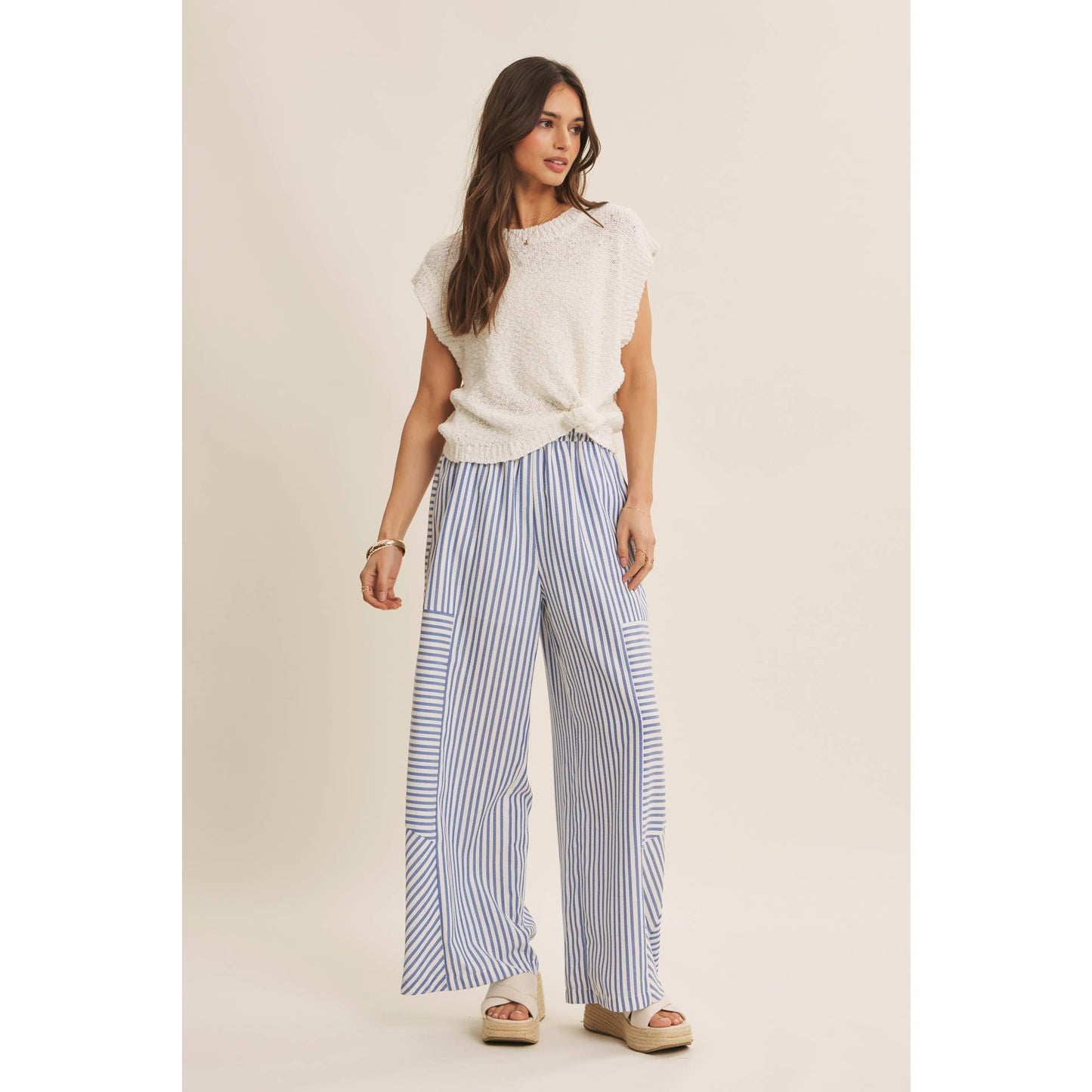 Striped wide leg pants