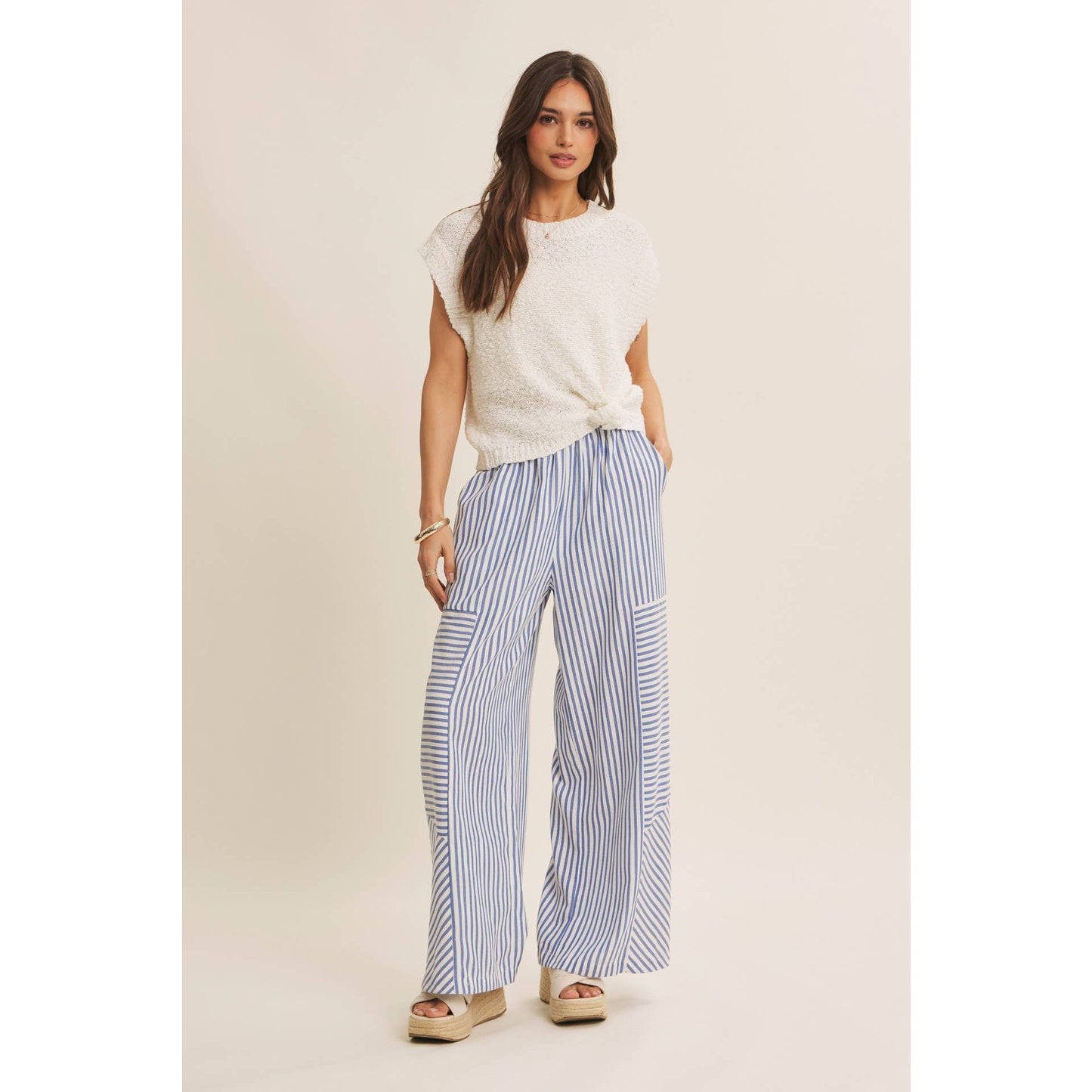 Striped wide leg pants