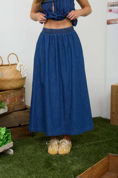 Regina Denim Maxi Skirt