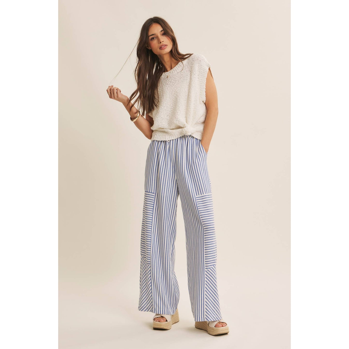 Striped wide leg pants
