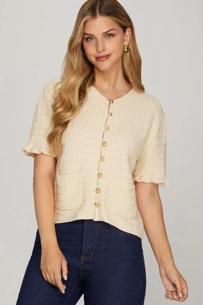 Ivory Short Sleeve Cardigan