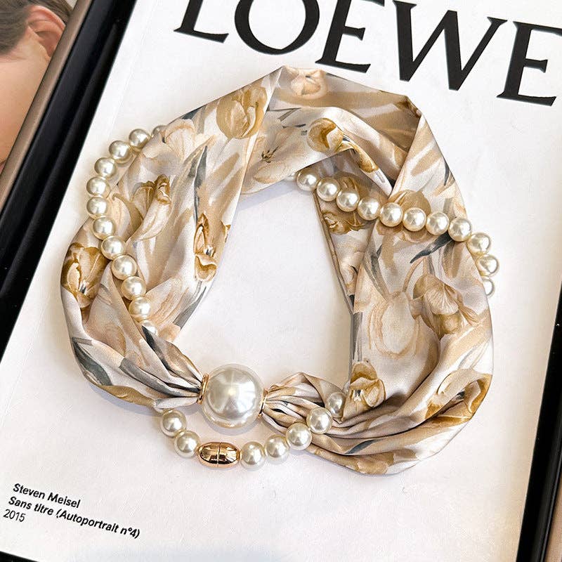 Magnetic Clasp Pearl Necklace Scarf