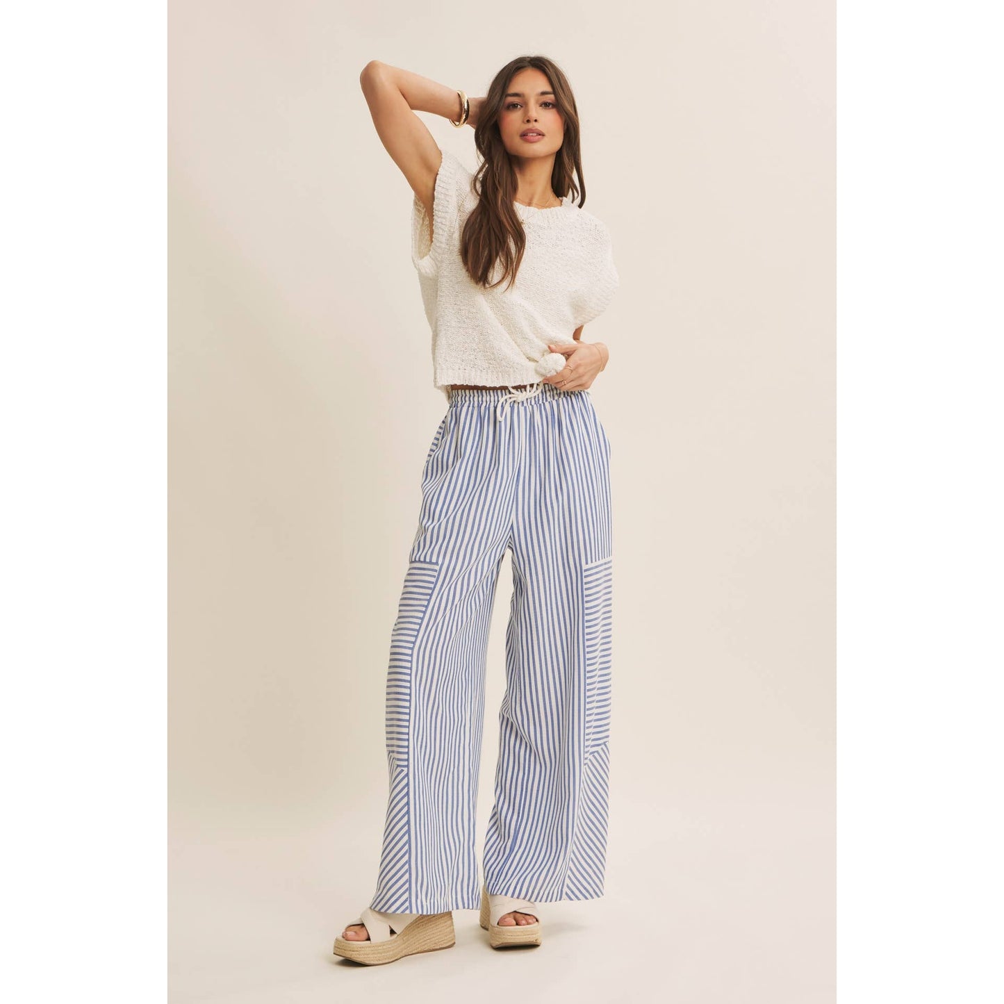 Striped wide leg pants