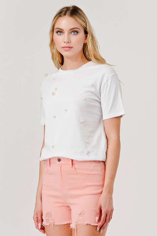 Pearled White Tee