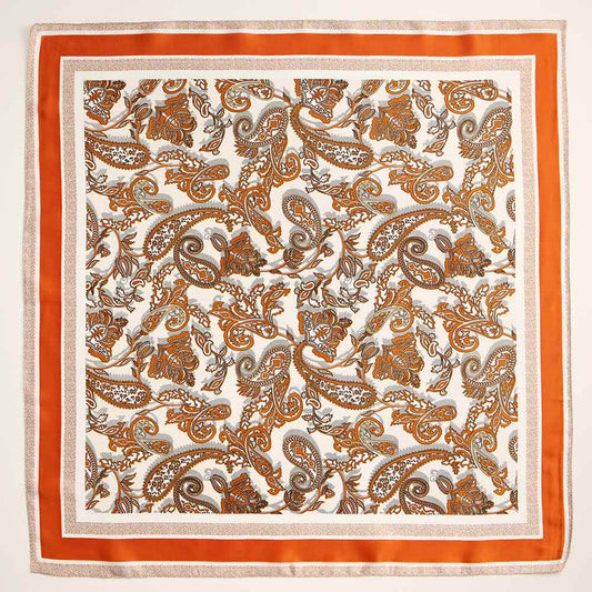 Paisley Floral Printed Square Silky Satin Scarf