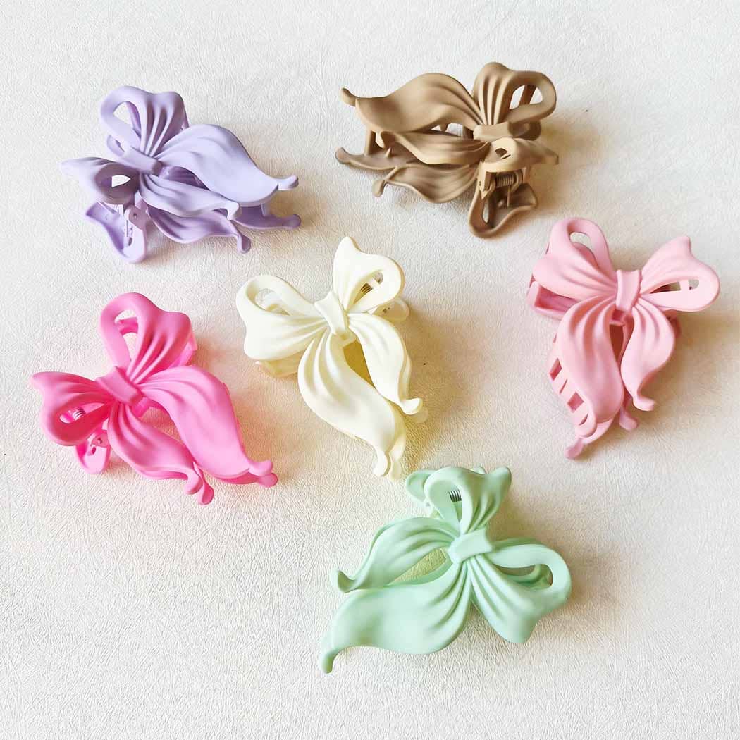 Matte Colors of Bow Shaped Hair Claw Clip
