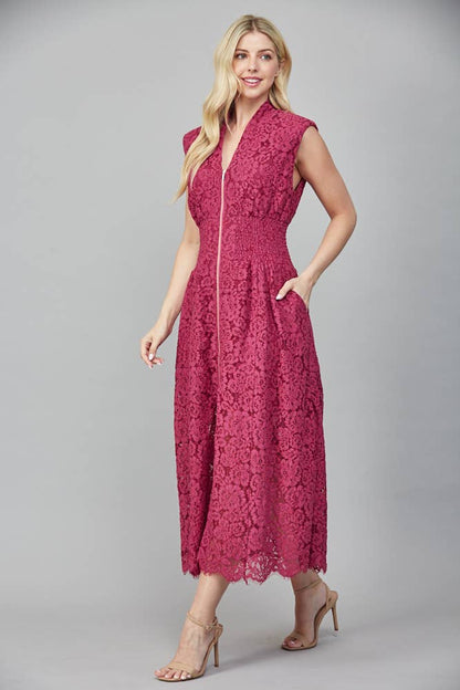 Tina Merlot Lace Dress