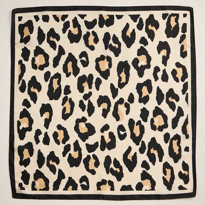 Leopard Pattern Printed Square Silky Satin Scarf