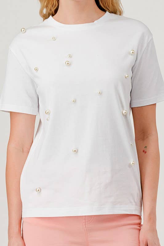 Pearled White Tee
