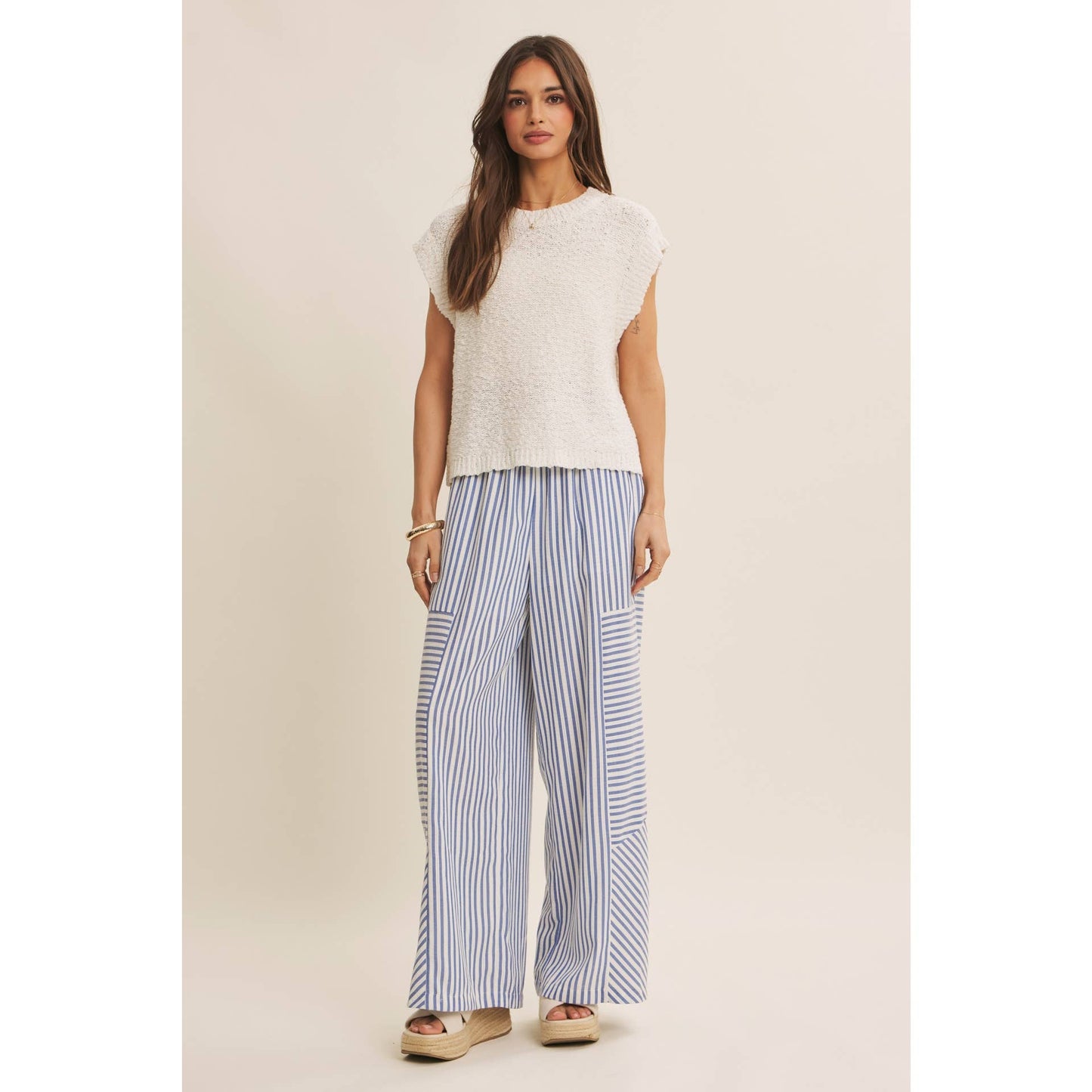 Striped wide leg pants