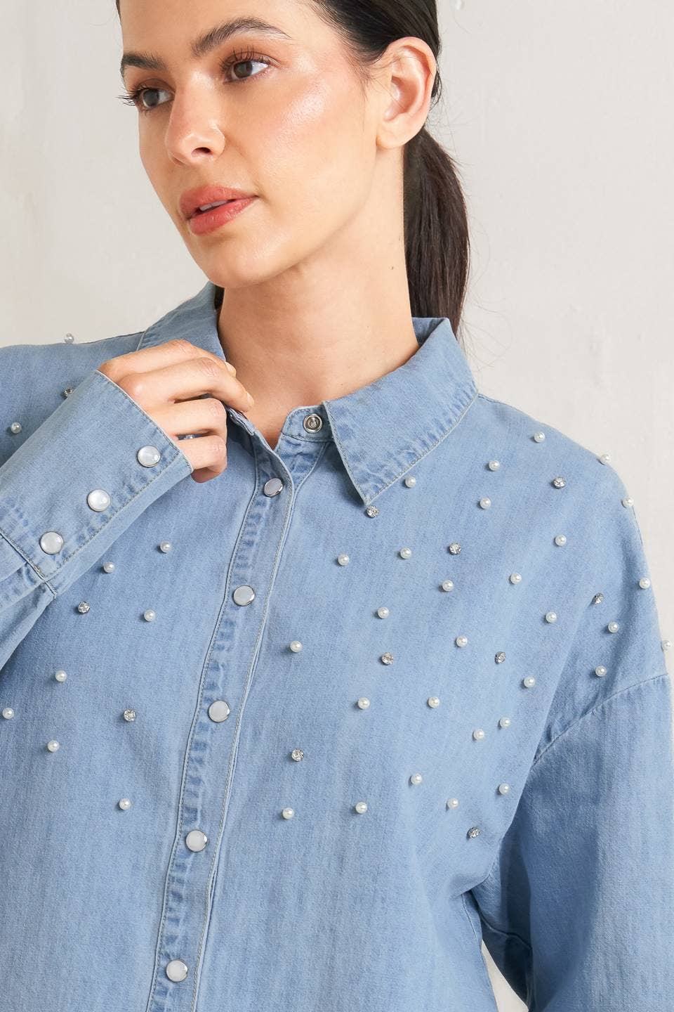 Diamonds & Pearls Denim Top