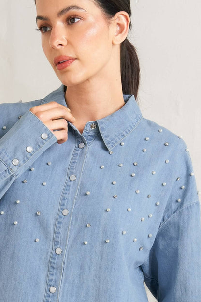 Diamonds & Pearls Denim Top