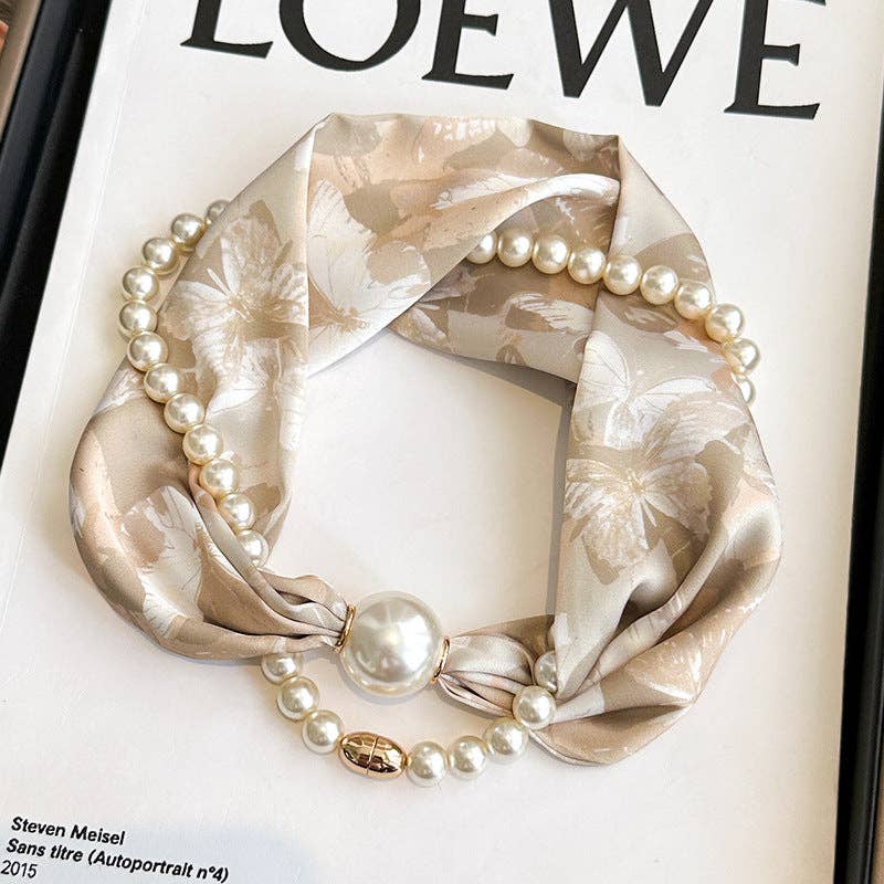 Magnetic Clasp Pearl Necklace Scarf