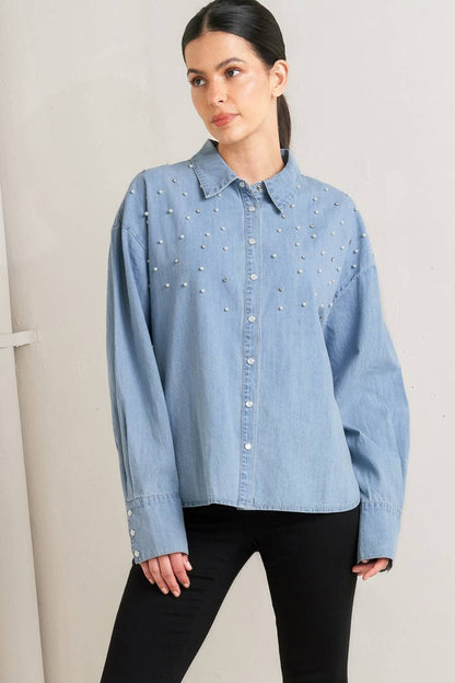 Diamonds & Pearls Denim Top