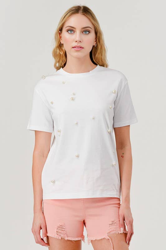 Pearled White Tee