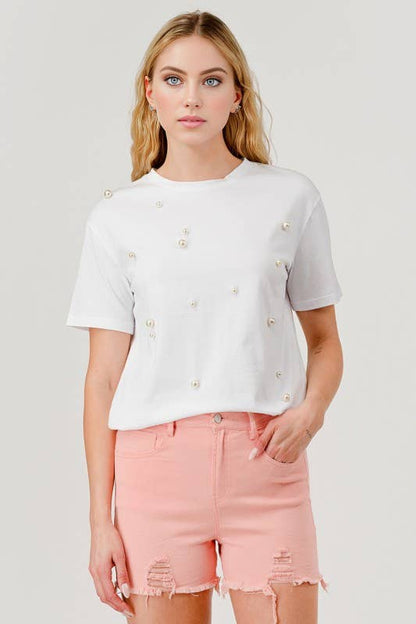 Pearled White Tee