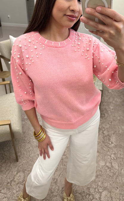 PEARL BEADED SWEATER