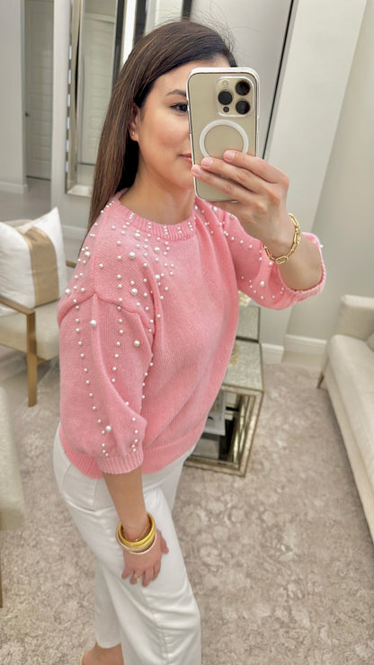 PEARL BEADED SWEATER