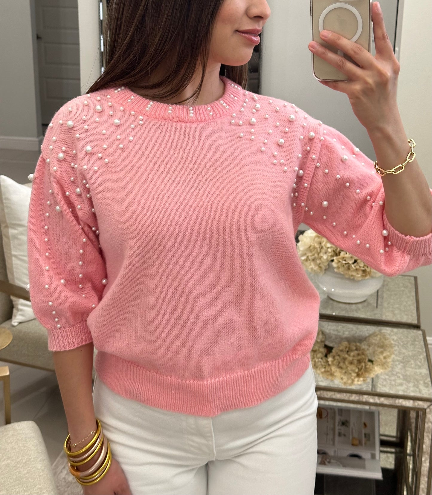 PEARL BEADED SWEATER