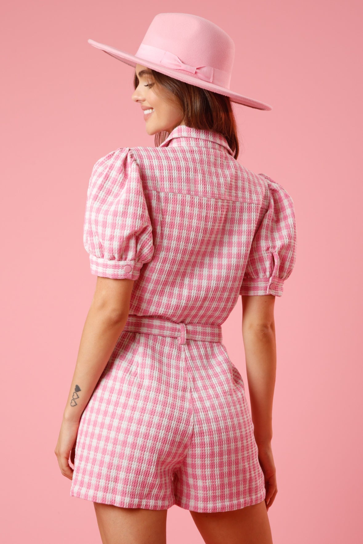 Pink Gingham Romper