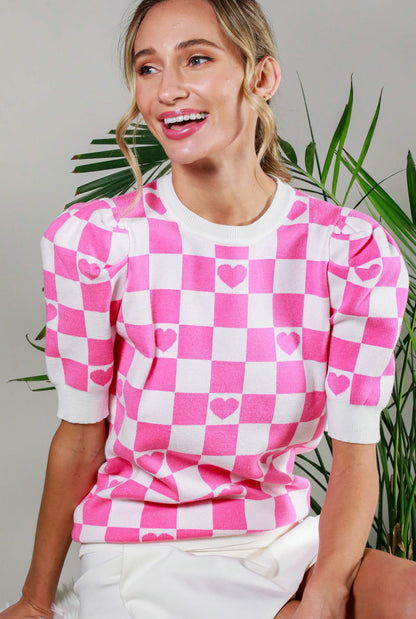 Checkered Heart Sweater