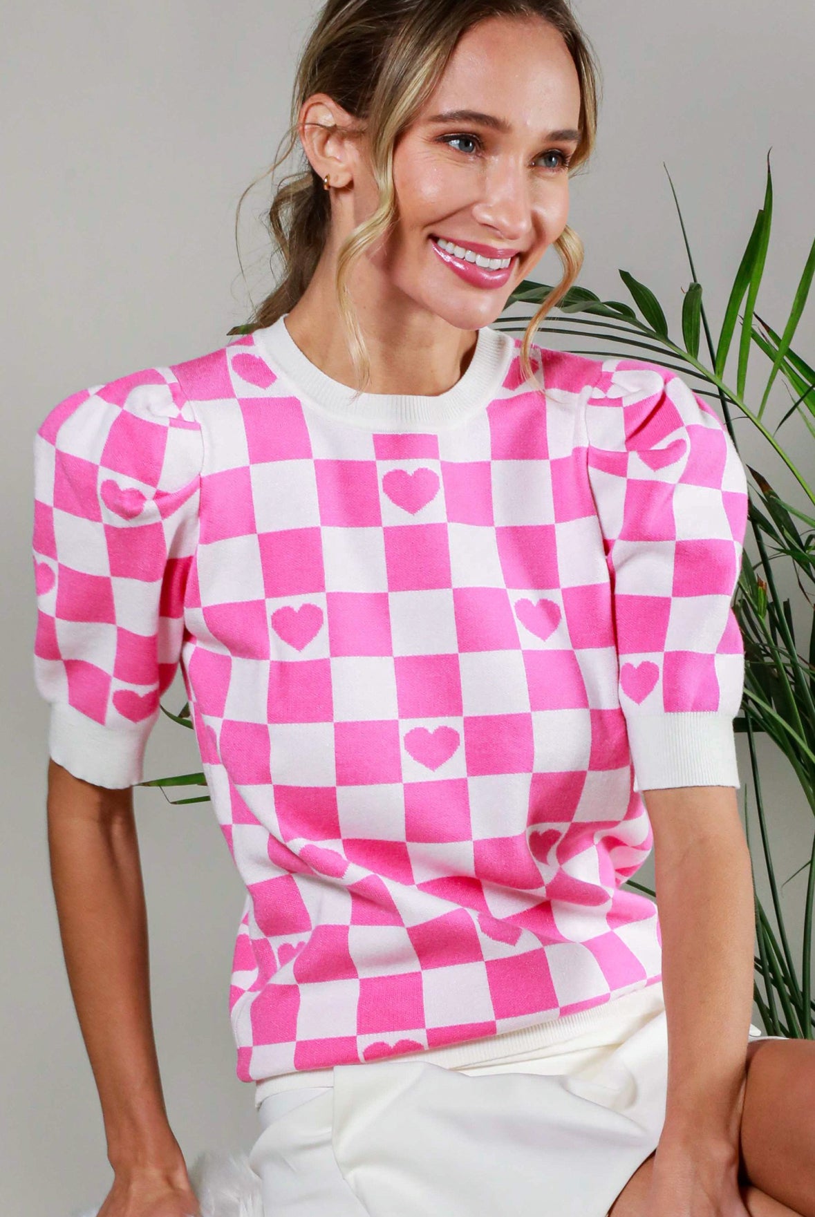 Checkered Heart Sweater