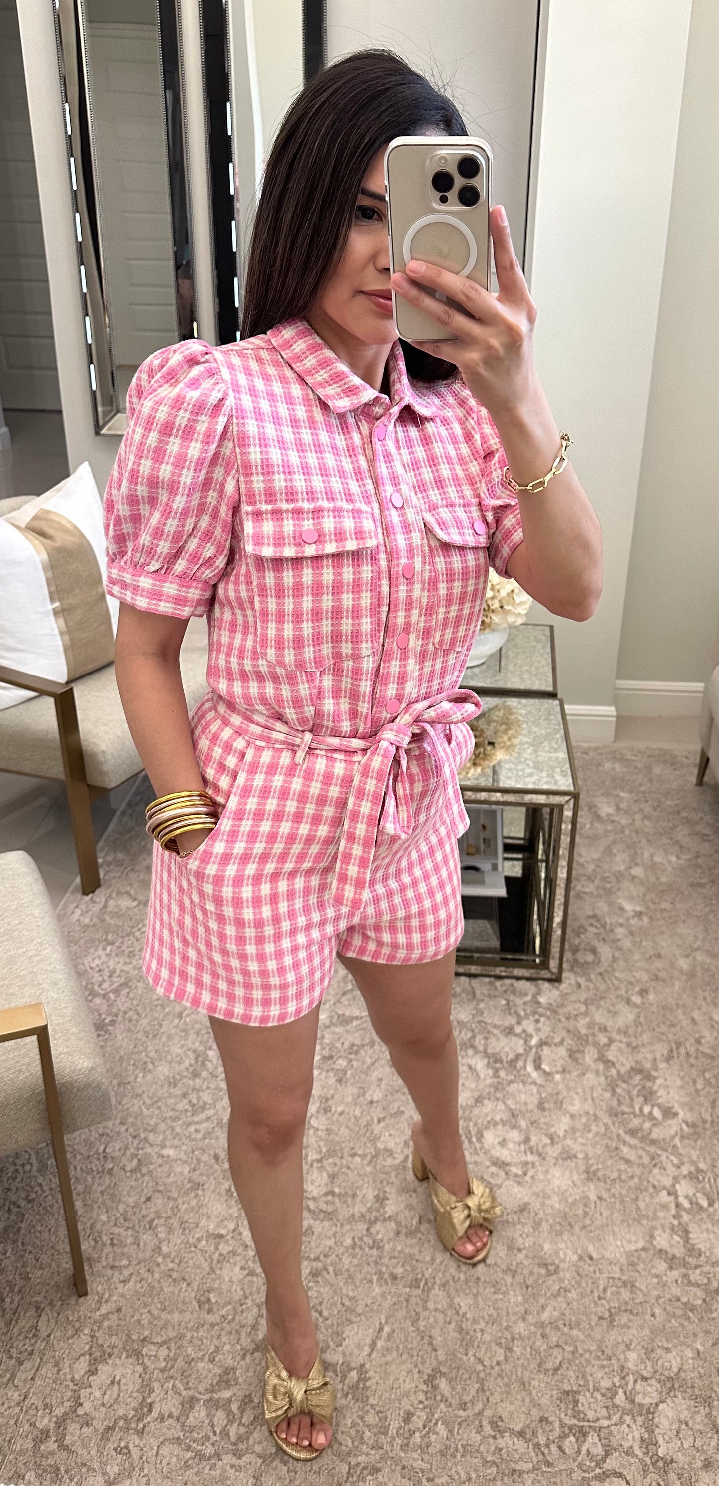 Pink Gingham Romper