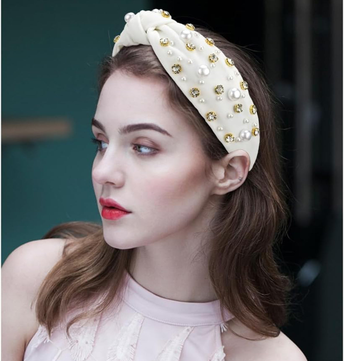 Topknot pearl embellished headband