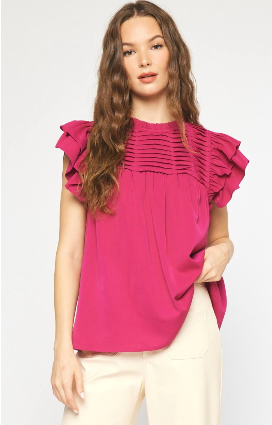 EMMA FLUTTER SLEEVE TOP