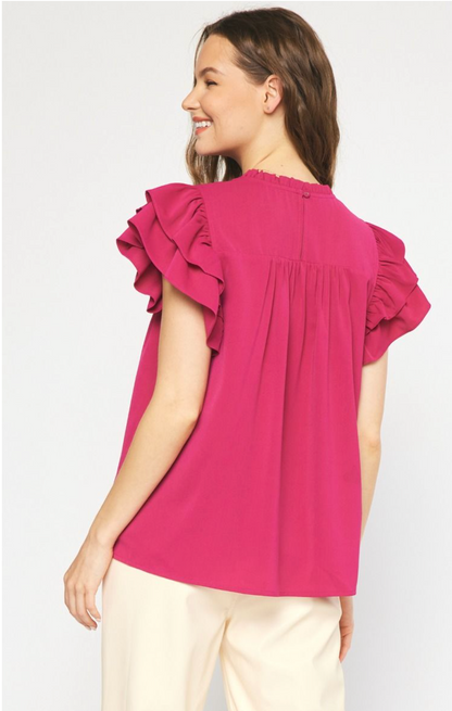 EMMA FLUTTER SLEEVE TOP