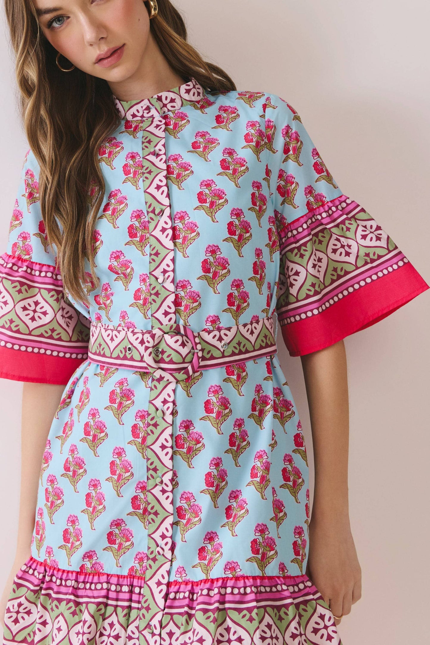 Printed Belted Mini Dress