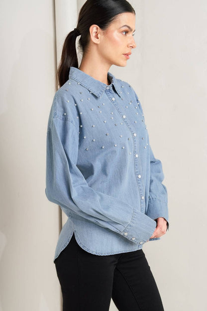 Diamonds & Pearls Denim Top