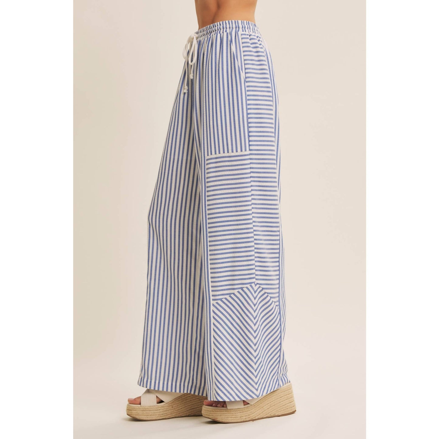 Striped wide leg pants
