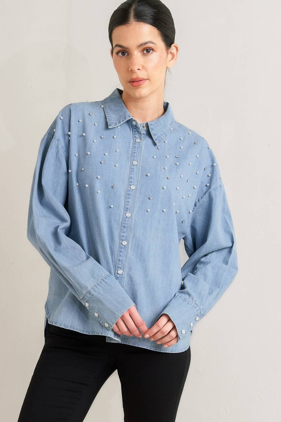Diamonds & Pearls Denim Top