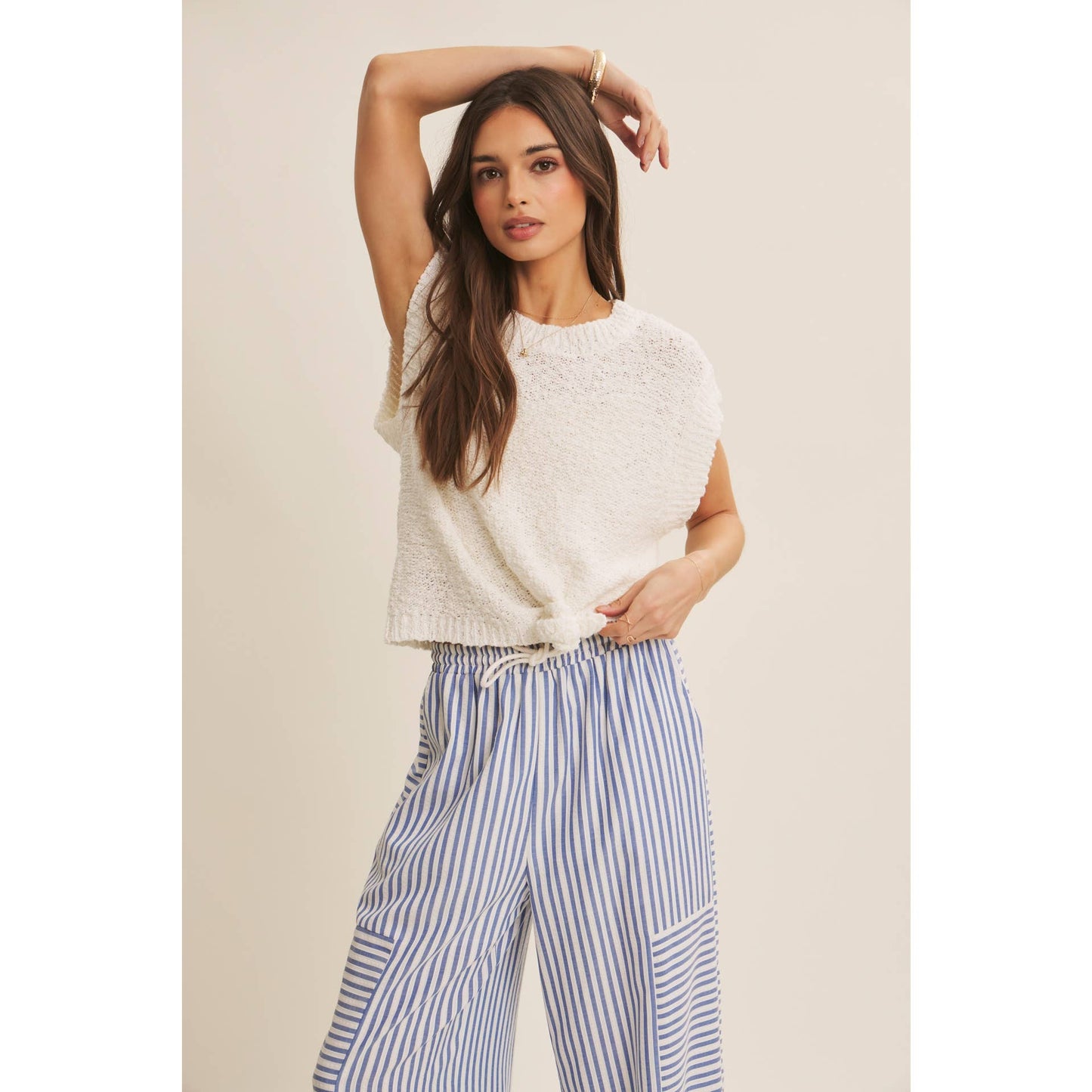 Striped wide leg pants